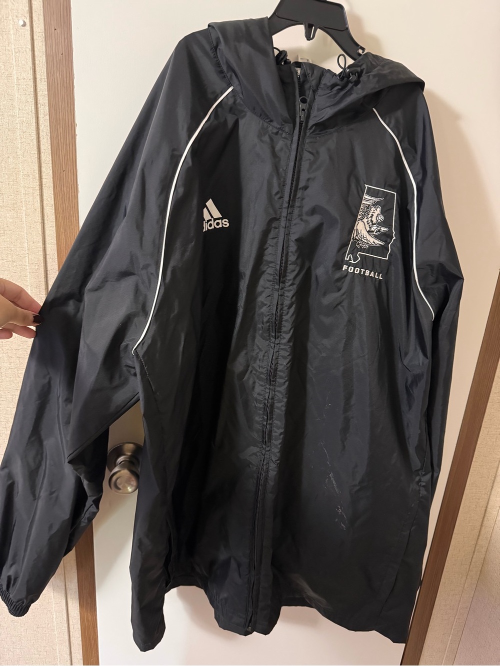 adidas Black Windbreaker Jacket with White Piping